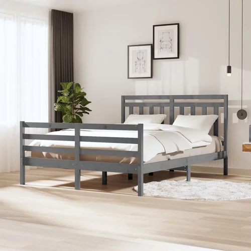  za krevet od masivnog drva sivi 160 x 200 cm