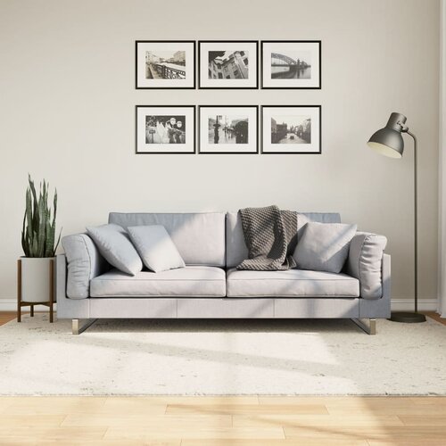 VidaXL Čupavi moderni tepih s visokim vlaknima krem 160x230 cm Slike