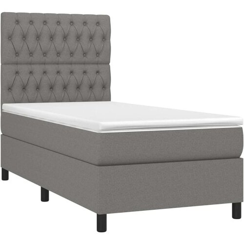  Box spring s madracem LED tamnosivi 90x190 cm tkanina Slike