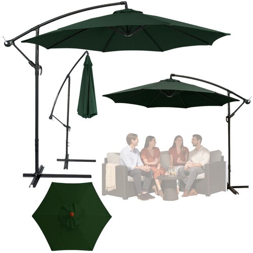  Vrtni dežnik s nastavljivim nagibom 350 x 250cm - zeleno Slike