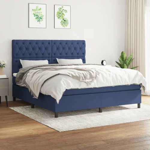  Box spring postelja z vzmetnico modra 160x200 cm blago, (20884315)