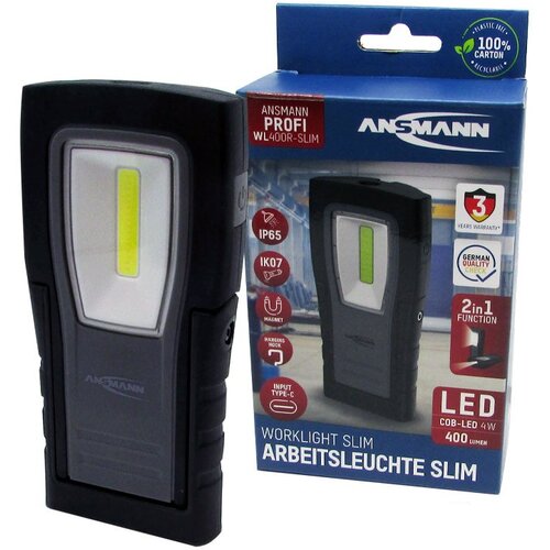 Ansmann Punjiva radna lampa WL400R-SLIM, Crna Slike