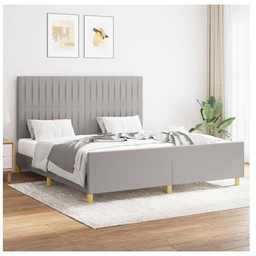  Posteljni okvir z vzglavjem svetlo siv 160x200 cm blago Cene