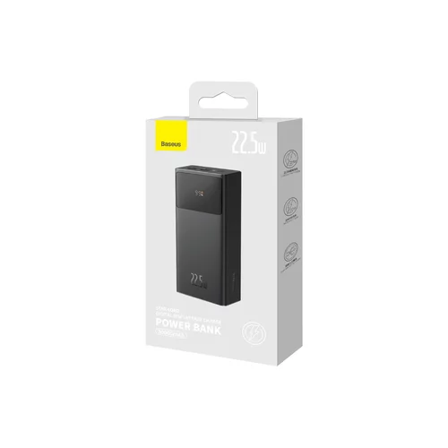 Baseus Zunanja baterija Star-Lord Quick Charge z digitalnim zaslonom, 30.000 mAh, 22,5 W, USB-C, črna