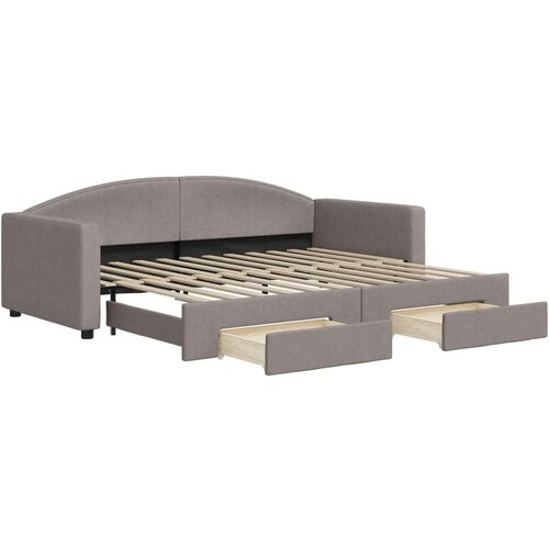  Dnevni krevet na razvlačenje smeđesivi 90 x 200 cm od tkanine Slike