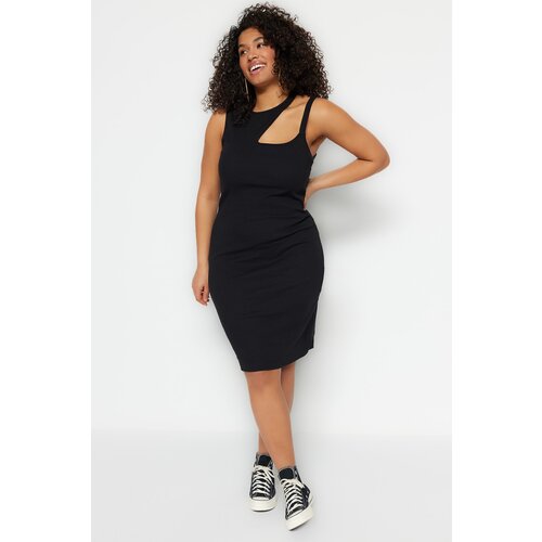 Trendyol Curve Plus Size Dress - Black - Bodycon Cene