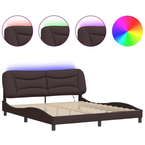 Maison Chic Posteljni okvir - Dvoposteljna postelja - Zakonska postelja z LED brez vzmetnice temno rjav 180x200cm blago, (21697229) Cene