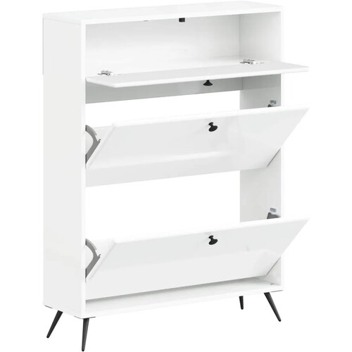  Ormar za cipele BREDA 78 x 24 x 103 cm Konstruirano drvo - Bijela visokog sjaja Slike