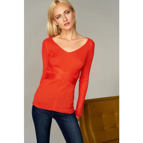 Trendyol Sweater - Red - V Neck