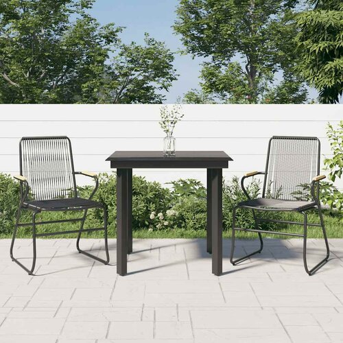  3-dijelni vrtni blagovaonski set od PVC ratana crni Cijene