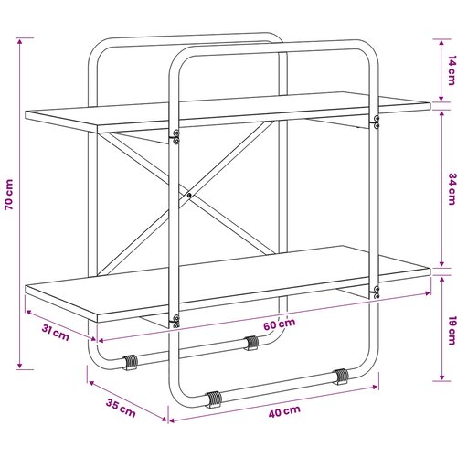  Polica 2 razina 60 x 35 x 70 cm PB Hrast sonoma Slike