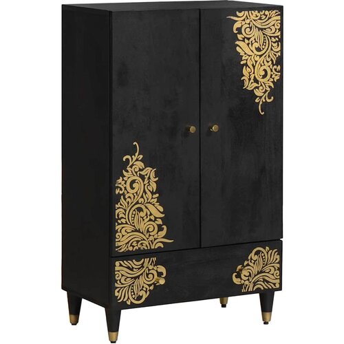  Highboard s ladicama Crna 60 x 33 x 100 cm Čvrsto drvo manga Cene