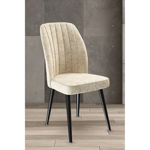 Hanah home set trpezarijskih stolica Platinum 2 kom, krem tkanina Jerry, crne metalne noge Cene
