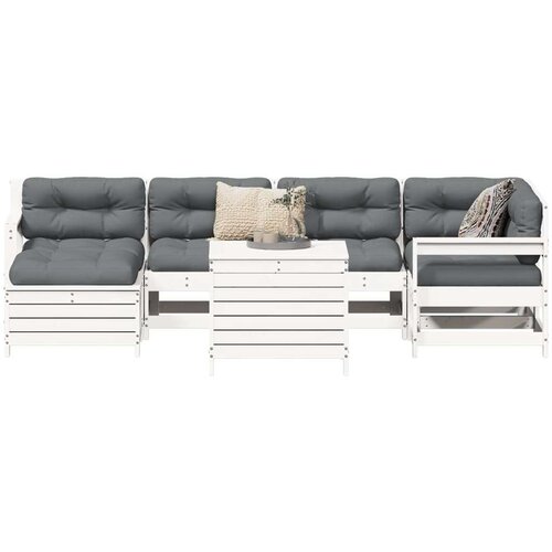  7-dijelni set vrtnih sofa bijeli od masivne borovine Cijene