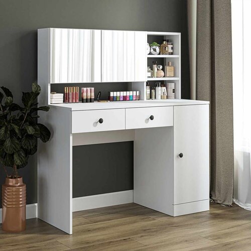 Hanah home toaletni sto Ella sa ogledalom, 120 cm, beli Slike