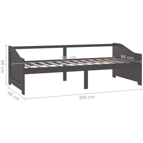 VidaXL trosjed / dnevni ležaj tamnosivi 90x200 cm od masivne borovine Slike