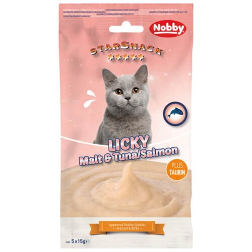Nobby StarSnack Cat Licky krema, losos in slad - 5 x 15 g Cene