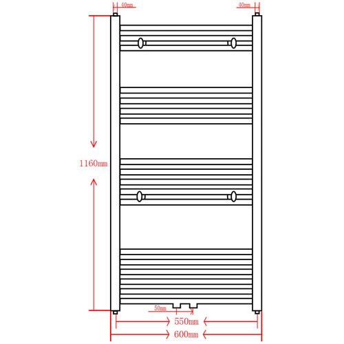 Crni kupaonski radijator za centralno grijanje ravni 600 x 1160 mm Slike