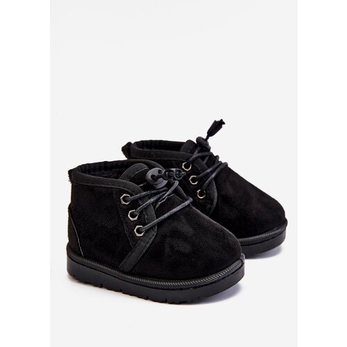 Boto Children's Lace-up Snow Boots Insulated With Fur Black Hunter Cene