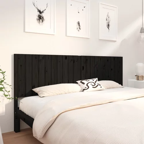 Uzglavlje za krevet crni 205,5 x 4 x 100 cm od masivne borovine