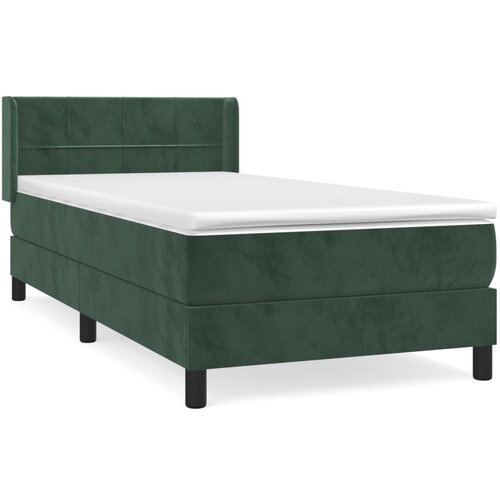 VidaXL Box spring krevet s madracem tamnozeleni 90x200 cm bar&amp;scaron;unasti Slike