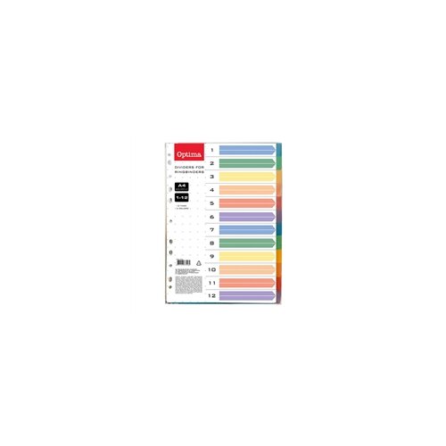 Optima Pregrada kartonska 1-12 A4 PP 12 boja Cijene