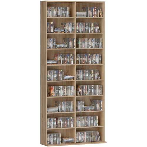 HOMCOM CD regal iverna plo&scaron;ča 78,5D x 24&Scaron; x 175V cm naravni les, (5000242497) Cene