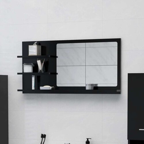  Kupaonsko ogledalo crno 90 x 10 5 x 45 cm od iverice Slike