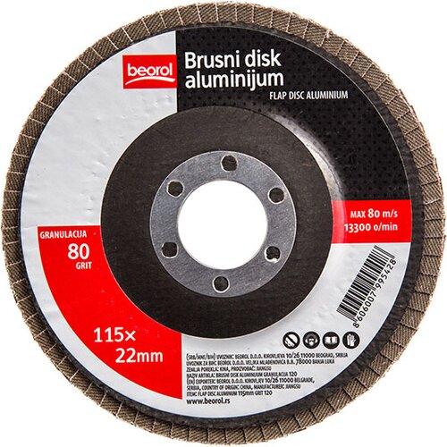 Beorol brusni disk aluminijum, ø115mm, granulacija 80 BD80A115 Slike
