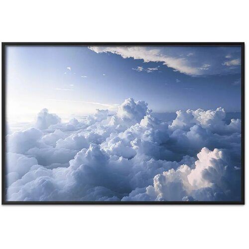  Plakat Aerial Landscapes: Sunbeams Illuminating Puffy Cloud Formations 90x60 Crni okvir Slike