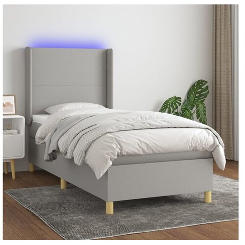  Box spring s madracem LED svjetlosivi 80x200 cm tkanina Cene