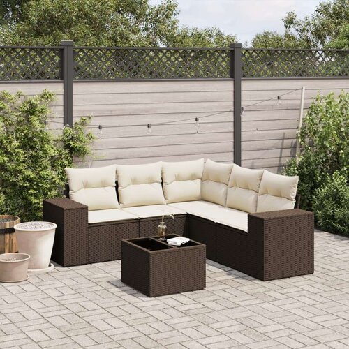 VidaXL 6-dijelni set vrtnih sofa od poliratana s jastucima smeđi Slike