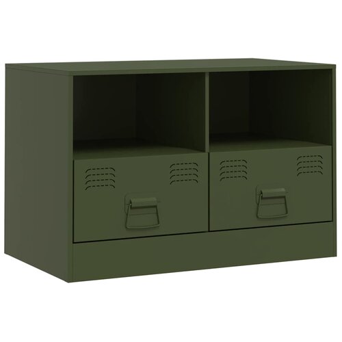 Maison Chic TV omarica - TV enota - Televizijska omarica olivno zelena 67x39x44 cm jeklo, (21700214) Slike