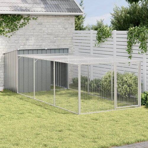 vidaXL Kućica za pse s igralištem antracit 153 x 396 x 110 cm čelična Cijene