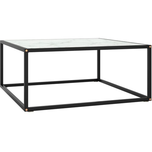 VidaXL stolić za kavu crni s bijelim mramornim staklom 80 x 80 x 35 cm Slike