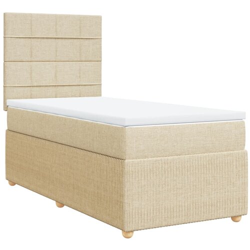 vidaXL Box spring postelja z vzmetnico krem 100x200 cm blago, (21306713) Cene