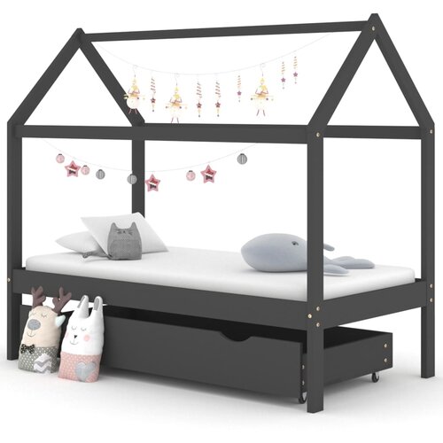 The Living Store Otro&amp;scaron;ki posteljni okvir s predalom temno siv 80x160 cm - Otro&amp;scaron;ki Posteljni Okvir, (21577045) Slike