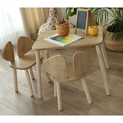 Hanah home Mickey Two Chair Set - Brown Brown Kid's Table Set Cene