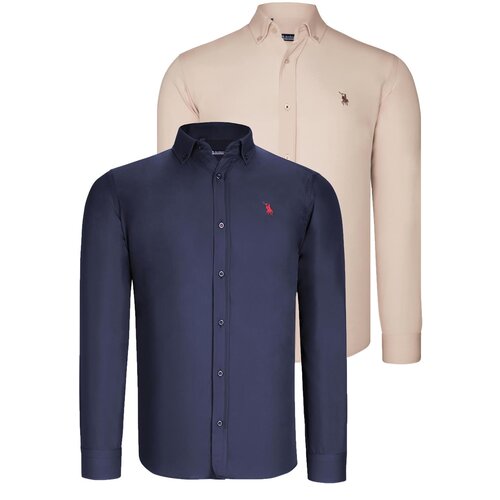 Dewberry DUAL SET G725 MENS SHIRT-NAVY BLUE-BEIGE Slike