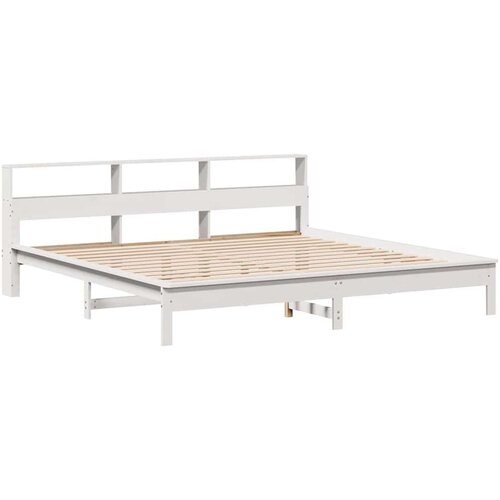 VidaXL Krevet s regalom z knjige bez madraca bijeli 180x200cm borovina Slike
