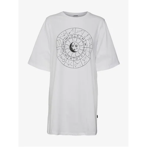 Noisy May White Womens Oversize T-Shirt Zodiac - Women