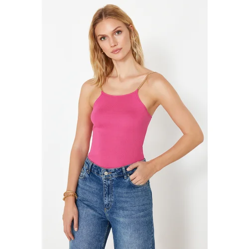 Trendyol Fuchsia Strappy Basic Top Knitwear Blouse