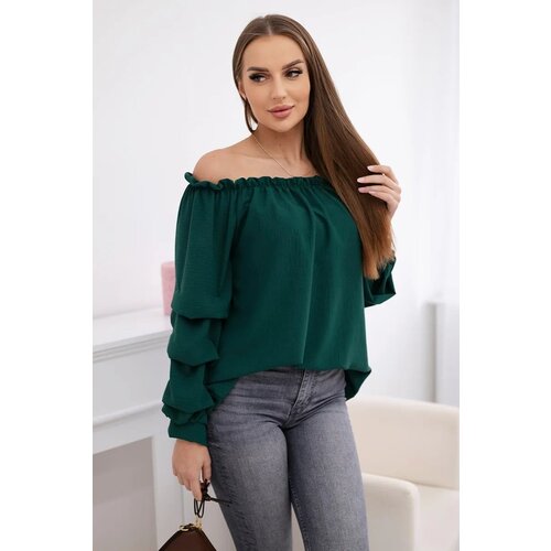 Kesi Spanish blouse with decorative sleeves dark green Cijene