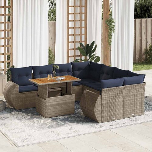 vidaXL 9-dijelni set vrtnih sofa od poliratana s jastucima sivi Cijene
