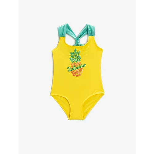 Koton Pineapple Printed Swimsuit with Sequin Detail