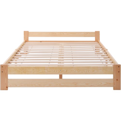 Lumor Enoposteljna postelja iz masivnega lesa 140x200 cm – z vzglavjem in letvenim dnom – naravna, (22151379) Cene