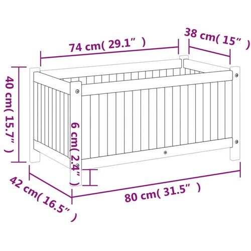  Vrtna sadilica s oblogom 80x42x40 cm od masivnog drva bagrema Slike