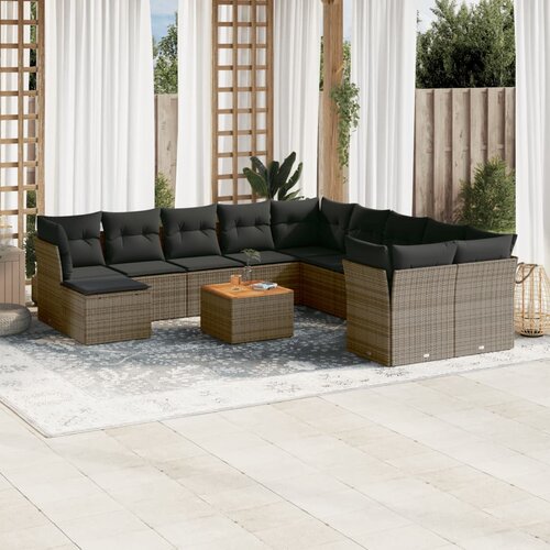  12-dijelni set vrtnih sofa od poliratana s jastucima sivi Cene