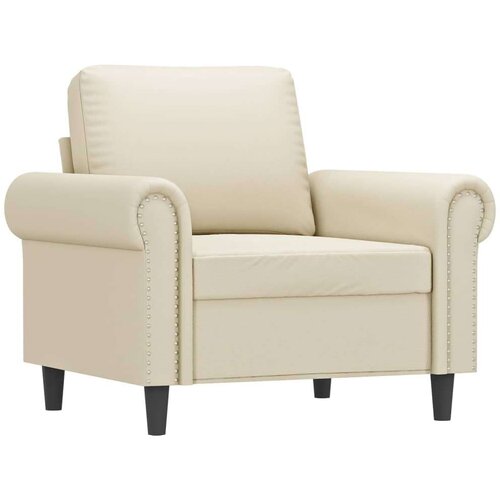 VidaXL Fotelja s tabureom krem 60 cm od umjetne kože Slike