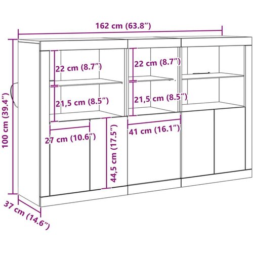  Sideboard s LED Svjetlima Staro Drvo 162x37x100 cm Slike